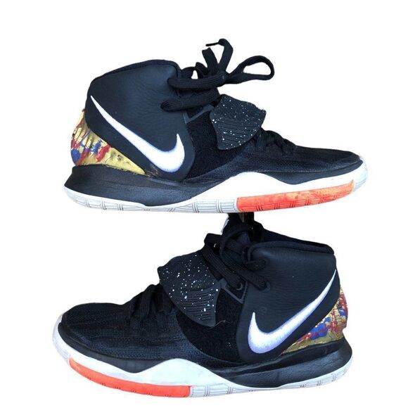 CUSTOM 2019 Nike Kyrie 6 GS 'Jet Black' Gold Black Size 5 - Picture 15 of 16